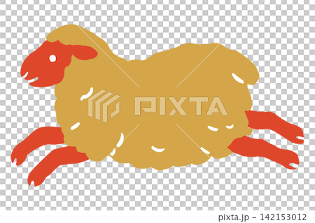2027 New Year's Card - Year of the Sheep (Year of the Sheep) - Illustration of a running sheep | Cute sheep New Year's design (Japanese tags) 2027 New Year's Card - Year of the Sheep (Year of the Sheep) - Illustration of a running sheep | Cute sheep New Year's design (Japanese tags) 142153012