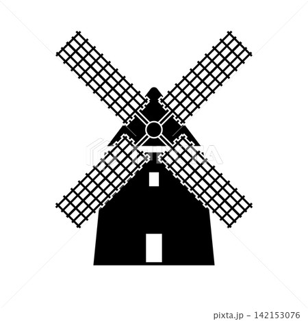 Windmill silhouette icon Windmill silhouette icon 142153076