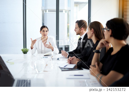 Meeting, leader and woman with business people in conference room with discussion, tech or planning. Boardroom, men and women in corporate workshop with laptop, b2b report and trust at startup office Meeting, leader and woman with business people in conference room with discussion, tech or planning. Boardroom, men and women in corporate workshop with laptop, b2b report and trust at startup office 142153272