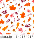 Seamless autumn pattern with leaves, acorns, berries.  142154917