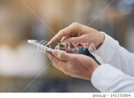 Businessman, hand and mobile outdoor typing on screen for communication, contact or social media. Male person, smartphone or tech texting for networking, internet connection or conversation on app Businessman, hand and mobile outdoor typing on screen for communication, contact or social media. Male person, smartphone or tech texting for networking, internet connection or conversation on app 142155004
