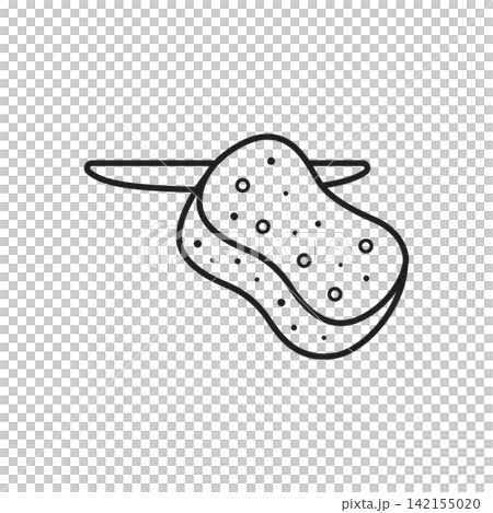 Simple line art icon depicting a pottery sponge paired with a ribbon trimming tool. 142155020