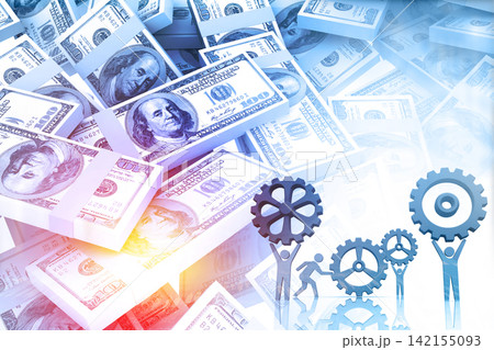 Cogwheels people and dollar money Cogwheels people and dollar money 142155093