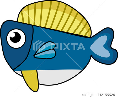 A Cute Cartoon Blue Fish Illustration 142155520