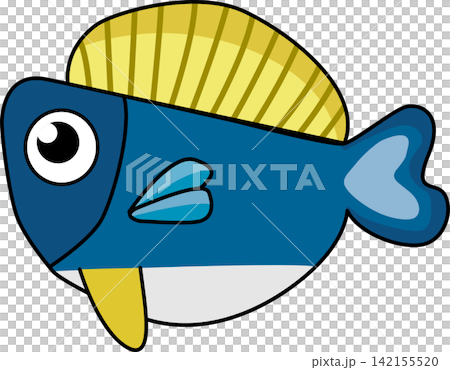 A Cute Cartoon Blue Fish Illustration 142155520