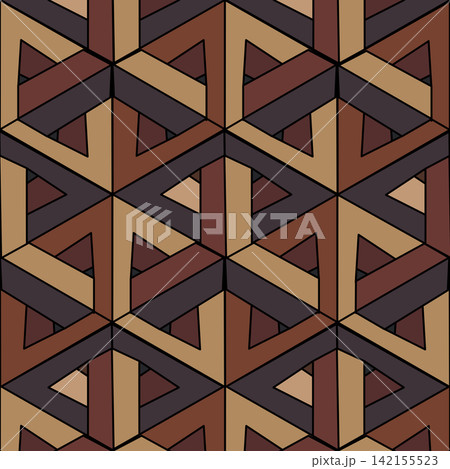 3D Geometric Impossible Triangle Pattern in Earth Tones 3D Geometric Impossible Triangle Pattern in Earth Tones 142155523