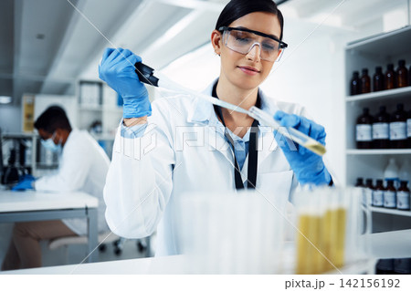 Woman, vial liquid or scientist in lab for medical innovation, life expectancy and antiaging medicine. Future, test and healthcare biologist with chemistry tube in research or science examination Woman, vial liquid or scientist in lab for medical innovation, life expectancy and antiaging medicine. Future, test and healthcare biologist with chemistry tube in research or science examination 142156192
