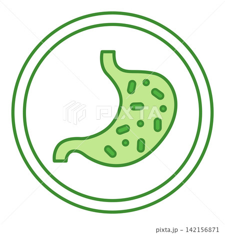 Green Label Contains Probiotics. Vector Icon. Cat's Food Properties. Food Packaging Sticker 142156871