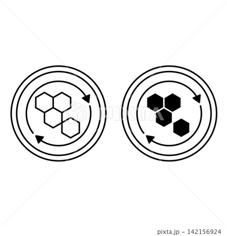 Labels Cell Regeneration. Black and White Vector Icons. Sticker For Cosmetic Products Packaging. Skin Care Concept Labels Cell Regeneration. Black and White Vector Icons. Sticker For Cosmetic Products Packaging. Skin Care Concept 142156924