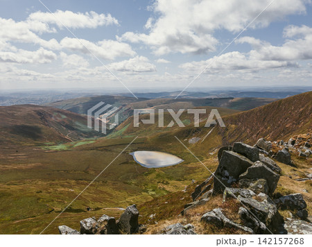 Cadair Berwyn Mountain Summit, Lake - Llyn Lluncaws, with Dry Meadows Cadair Berwyn Mountain Summit, Lake - Llyn Lluncaws, with Dry Meadows 142157268