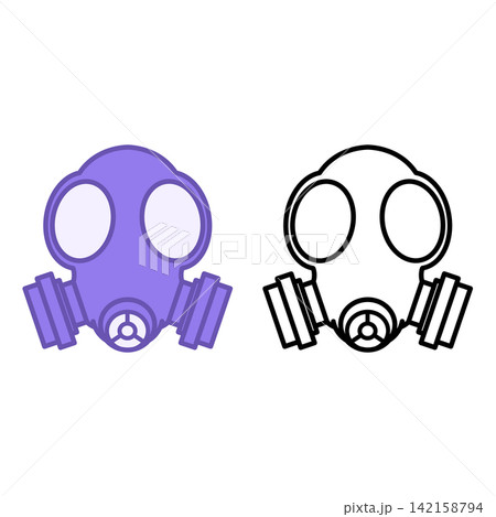 Gas Mask Icons. Vector Icons Of Respiratory Protection. Protection From Toxic Substances. Production Concept Gas Mask Icons. Vector Icons Of Respiratory Protection. Protection From Toxic Substances. Production Concept 142158794