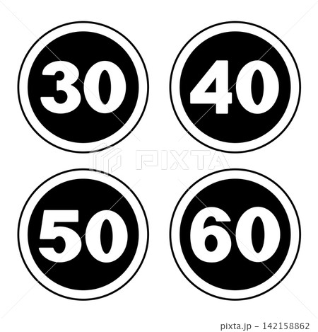 Black Prohibitory Road Signs. Vector Icons.  142158862