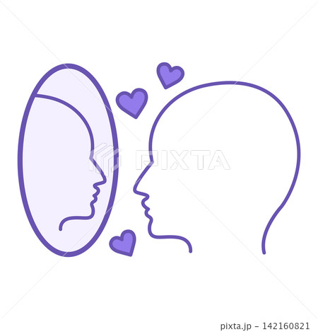 Colored Ego Icon. Vector Illustration. Man Admiring Himself In The Mirror. Self-Confidence, Narcissism, Mental Health. Concept Psychology Colored Ego Icon. Vector Illustration. Man Admiring Himself In The Mirror. Self-Confidence, Narcissism, Mental Health. Concept Psychology 142160821