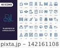 Warehouse operations and logistics icon set for industrial supply chain management 142161108