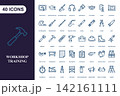Construction and workshop tools icon set for industrial maintenance and repair projects 142161111
