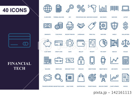 Financial Technology Icon Set for Banking Business and Digital Finance Operations Financial Technology Icon Set for Banking Business and Digital Finance Operations 142161113