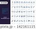 Set of 50 business and agile methodology line icons for project management and development 142161115