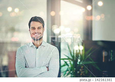 Portrait, businessman and confidence in office with ambition for company success, lens flare and professional goals. Male employee, pride and manager in workplace for business development and career Portrait, businessman and confidence in office with ambition for company success, lens flare and professional goals. Male employee, pride and manager in workplace for business development and career 142161381