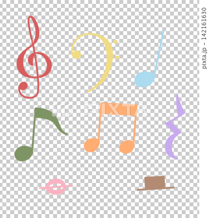 音楽の音符と記号のカラフルセット 音楽の音符と記号のカラフルセット 142161630