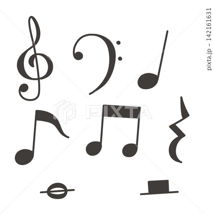 音楽の音符と記号の白黒セット 音楽の音符と記号の白黒セット 142161631