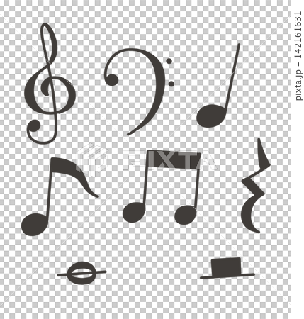 音楽の音符と記号の白黒セット 音楽の音符と記号の白黒セット 142161631