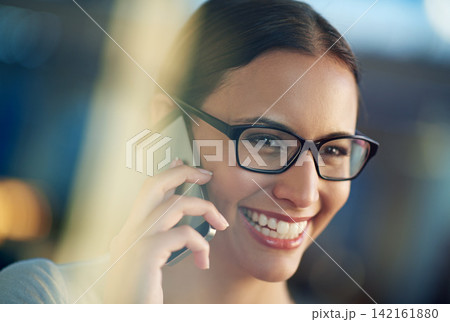 Business woman, smile and mobile conversation in office for communication, sales and corporate deals. Person, happy and talking on cellphone device for agreement, negotiation and job opportunity Business woman, smile and mobile conversation in office for communication, sales and corporate deals. Person, happy and talking on cellphone device for agreement, negotiation and job opportunity 142161880