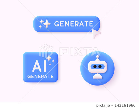 Generate AI buttons icons. AI stars icon. Artificial intelligence logo. LLM artificial intelligence icon. Machine learning generator. 3D Web Vector Illustrations. Generate AI buttons icons. AI stars icon. Artificial intelligence logo. LLM artificial intelligence icon. Machine learning generator. 3D Web Vector Illustrations. 142161960