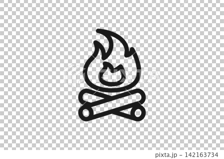Campfire line art icon Campfire line art icon 142163734