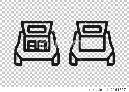 車載収納ボックスの線画アイコン2個セット 車載収納ボックスの線画アイコン2個セット 142163757