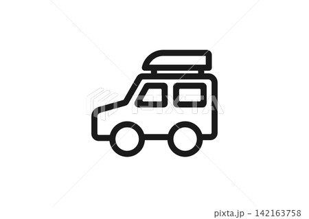 ルーフボックス付き車の線画アイコン 142163758