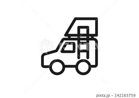 ルーフテント付き車の線画アイコン ルーフテント付き車の線画アイコン 142163759