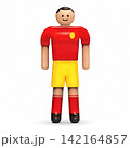 Cartoon Soccer Player in Red and Yellow Jersey 142164857