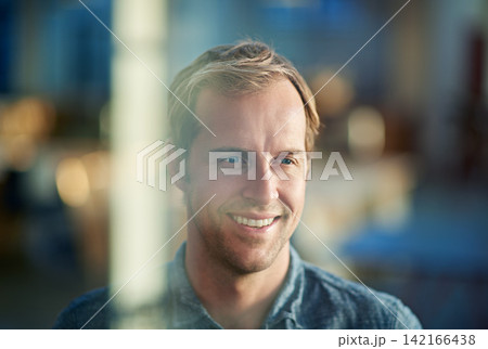 Male designer, smile and office for company career or corporate planning in project management. Mature person or analyst and happy for business vision or innovative ideas on bokeh background Male designer, smile and office for company career or corporate planning in project management. Mature person or analyst and happy for business vision or innovative ideas on bokeh background 142166438