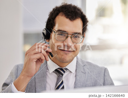 Agent, portrait and online technical support in call center with man at computer to help or chat. Happy, consultant and contact us for telecom customer care, advice or virtual feedback with tech Agent, portrait and online technical support in call center with man at computer to help or chat. Happy, consultant and contact us for telecom customer care, advice or virtual feedback with tech 142166640