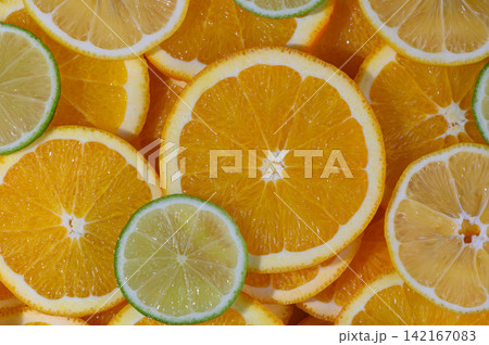 Orange and Lime Citrus Circles Patterned Backdrop Orange and Lime Citrus Circles Patterned Backdrop 142167083