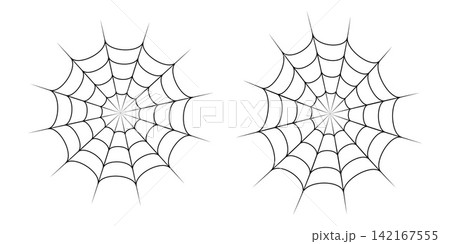 Spiderweb line art illustration set isolated on white background Spiderweb line art illustration set isolated on white background 142167555