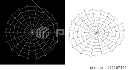 Spiderweb line art illustration set on black and white background Spiderweb line art illustration set on black and white background 142167563