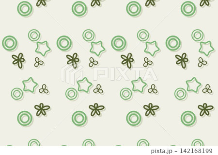 Tossed star flowers seamless background in moss green 142168199