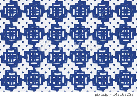 Pinwheel coiled spirals seamless background in blue 142168258