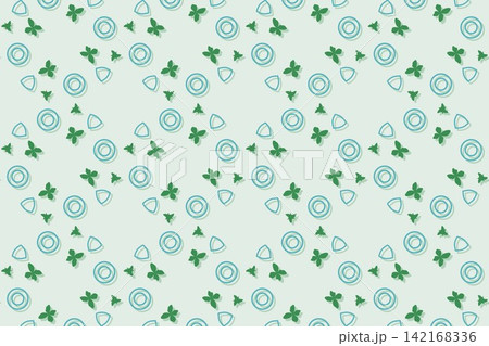 Minimal botanical pattern, scattered daisies on green 142168336