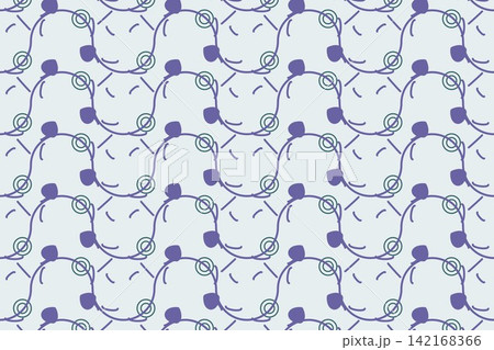 Seamless botanical pattern with leaves and star flowers in teal 142168366