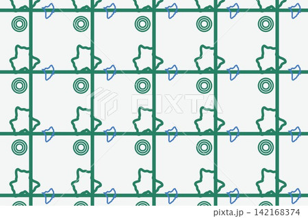 Seamless botanical pattern with leaves and star flowers in teal 142168374