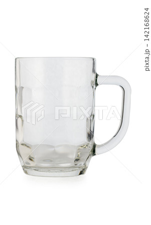 Crystal-clear glass mug awaits to be filled with frosty beverage, showcasing its elegant design and inviting charm for gatherings 142168624