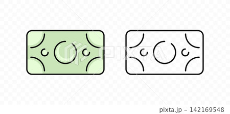 A stylized vector graphic of a paper money bill. Suitable for commercial, corporate, financial apps, web design, and banking concept materials. 142169548