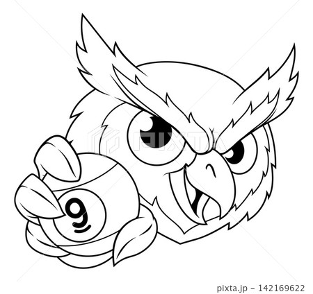 Owl Bird Billiards Pool 9 Ball Cartoon Team Mascot Owl Bird Billiards Pool 9 Ball Cartoon Team Mascot 142169622