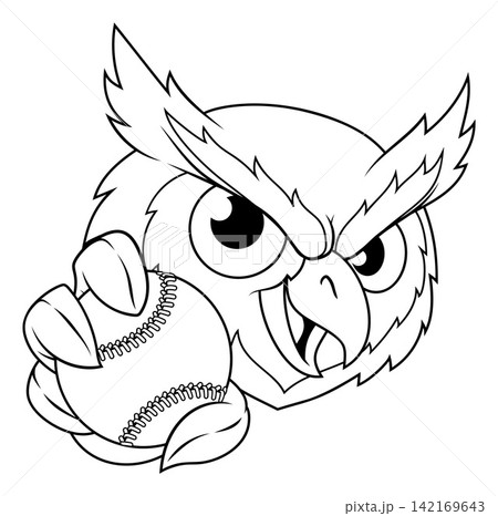 Owl Bird Softball Baseball Cartoon Team Mascot 142169643