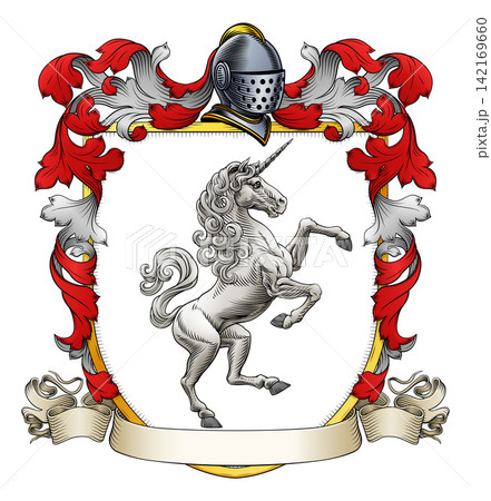 Coat of Arms Crest Unicorn Heraldry Knight Shield Coat of Arms Crest Unicorn Heraldry Knight Shield 142169660