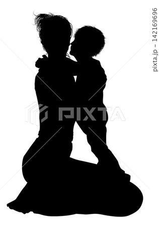 Silhouette Mother Mom Hugging Embracing Child 142169696