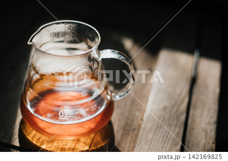 black drip coffee in glass server black drip coffee in glass server 142169825