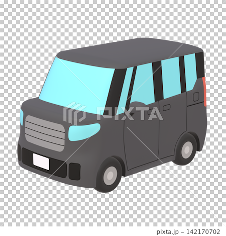 Car illustration material: stylized, small tall wagon, black (1_a) Car illustration material: stylized, small tall wagon, black (1_a) 142170702